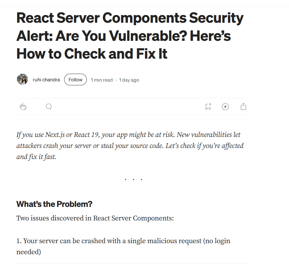 React Server Components Security Alert